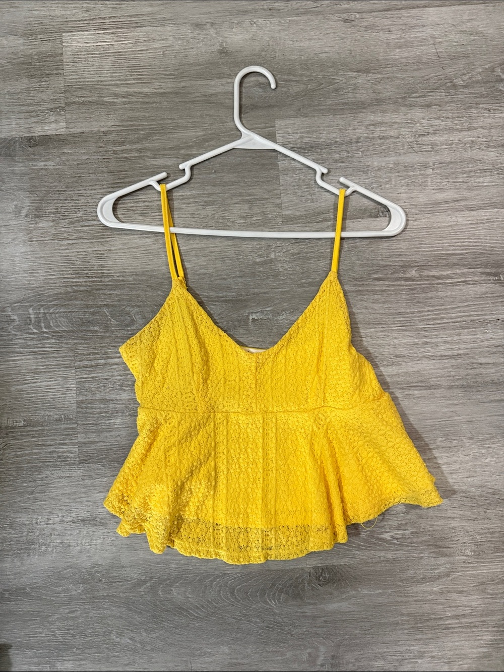 Yellow Lace Peplum Cami Top - Women